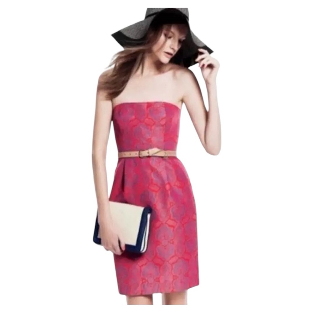 Women’s J Crew Strapless Red And Purple Ella Medallion Dress Size 2. NWT